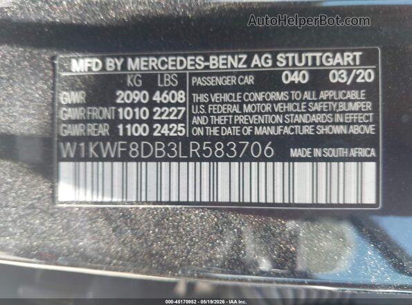 W1KWF8DB3LR583706 2020 MERCEDES-BENZ C-CLASS Black ძრავის განყოფილების ხედი