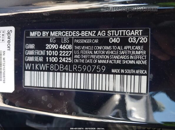 W1KWF8DB4LR590759 2020 MERCEDES-BENZ C-CLASS Black Widok komory silnika