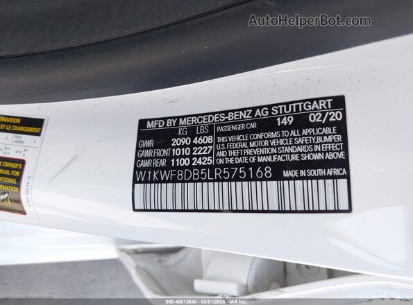 W1KWF8DB5LR575168 2020 MERCEDES-BENZ C-CLASS White Вид підкапотного простору