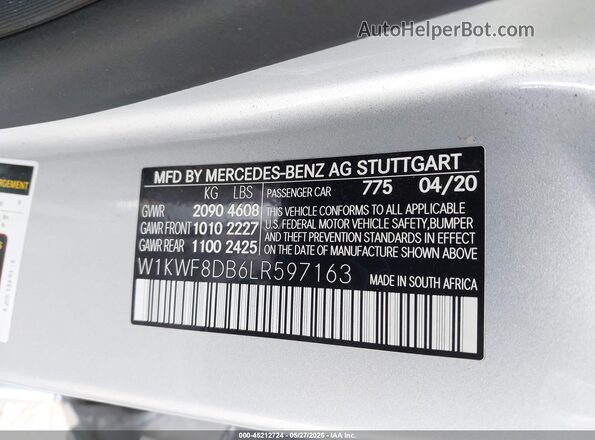 W1KWF8DB6LR597163 2020 MERCEDES-BENZ C-CLASS Silver Вид підкапотного простору