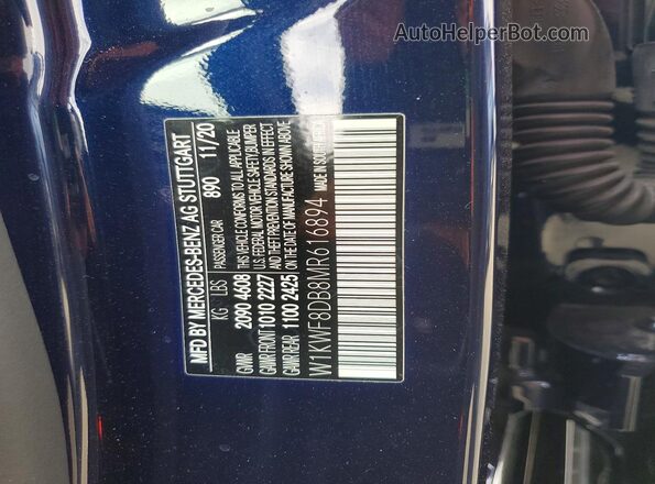 W1KWF8DB8MR616894 2021 MERCEDES-BENZ C Blue Widok naklejki z numerem VIN