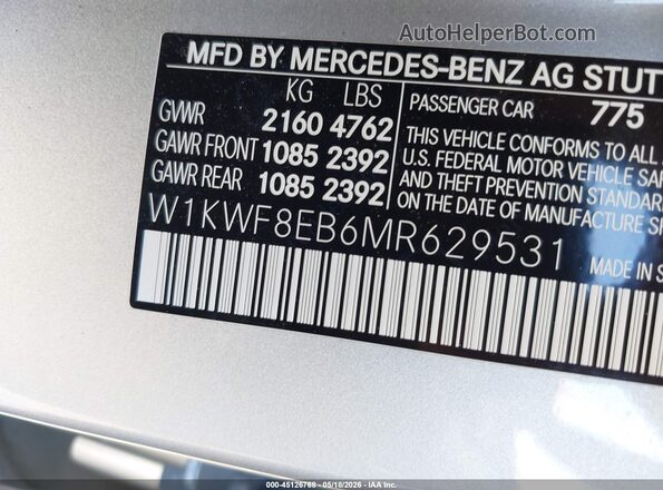 W1KWF8EB6MR629531 2021 MERCEDES-BENZ C-CLASS Серебряный Вид подкапотного пространства