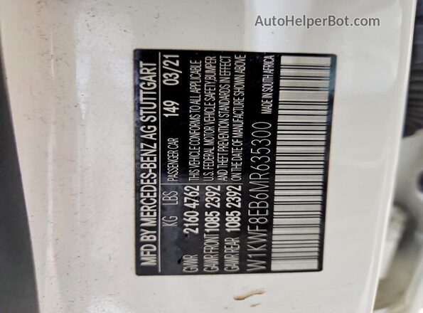 W1KWF8EB6MR635300 2021 MERCEDES-BENZ C White 