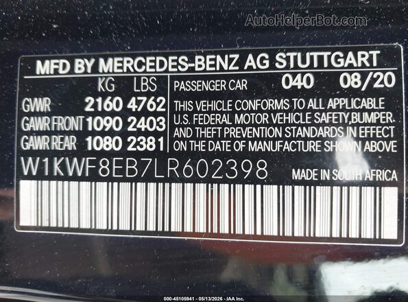 W1KWF8EB7LR602398 2020 MERCEDES-BENZ C-CLASS Beige 