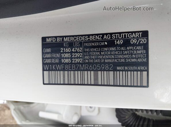 W1KWF8EB7MR605982 2021 MERCEDES-BENZ C-CLASS Белый Вид подкапотного пространства