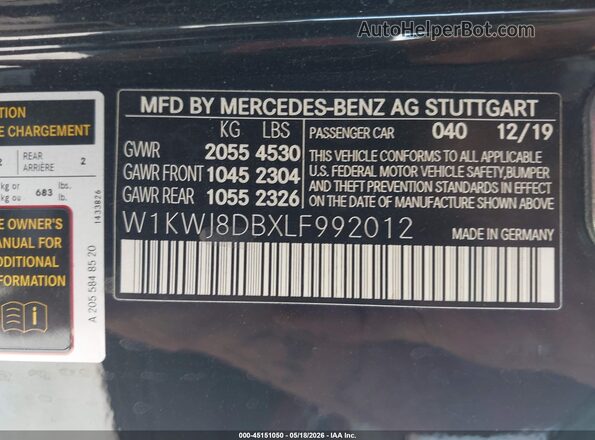 W1KWJ8DBXLF992012 2020 MERCEDES-BENZ C-CLASS Black Շարժիչի բաժամունքի տեսք