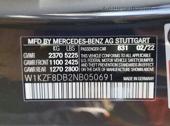 W1KZF8DB2NB050691 2022 MERCEDES-BENZ E Black Շարժիչի բաժամունքի տեսք