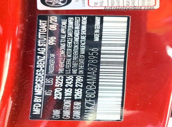 W1KZF8DB4MA878956 2021 MERCEDES-BENZ E Red Widok komory silnika