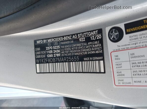 W1KZF8DB7MA925655 2021 MERCEDES-BENZ E-CLASS Silver ძრავის განყოფილების ხედი