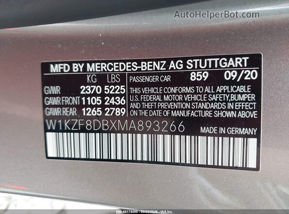 W1KZF8DBXMA893266 2021 MERCEDES-BENZ E-CLASS Gold ძრავის განყოფილების ხედი
