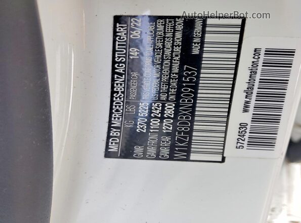 W1KZF8DBXNB091537 2022 MERCEDES-BENZ E White VIN կոդի պիտակի տեսք