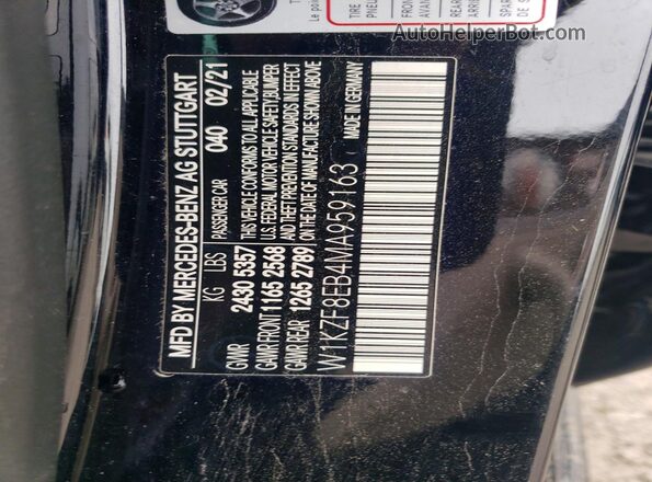 W1KZF8EB4MA959163 2021 MERCEDES-BENZ E Black VIN sticker view