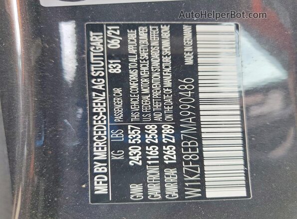 W1KZF8EB7MA990486 2021 MERCEDES-BENZ E Black Widok naklejki z numerem VIN