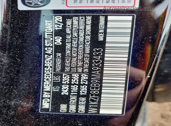 W1KZF8EB9MA933433 2021 MERCEDES-BENZ E Black Widok naklejki z numerem VIN
