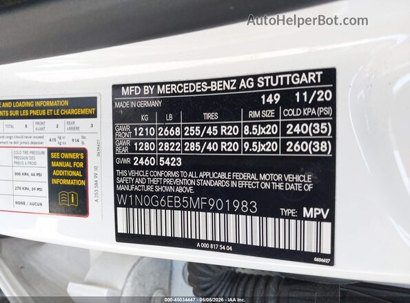 W1N0G6EB5MF901983 2021 MERCEDES-BENZ AMG GLC 43 White 
