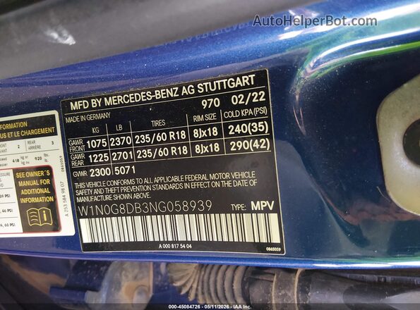 W1N0G8DB3NG058939 2022 MERCEDES-BENZ GLC 300 Blue Vista del compartimento del motor