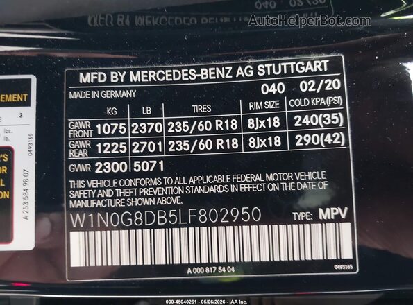 W1N0G8DB5LF802950 2020 MERCEDES-BENZ GLC 300 Black Вид підкапотного простору