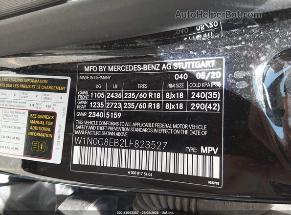 W1N0G8EB2LF823527 2020 MERCEDES-BENZ GLC 300 Black 