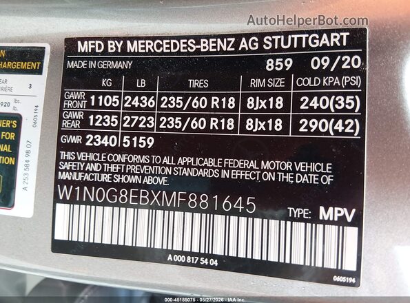 W1N0G8EBXMF881645 2021 MERCEDES-BENZ GLC 300 Silver ძრავის განყოფილების ხედი