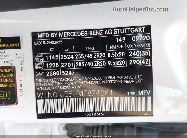 W1N0J8EB5MF874281 2021 MERCEDES-BENZ GLC 300 Белый Вид подкапотного пространства