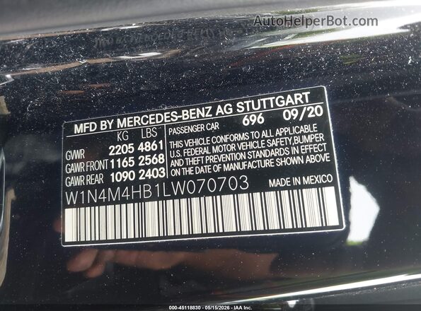W1N4M4HB1LW070703 2020 MERCEDES-BENZ GLB-CLASS Черный Вид подкапотного пространства
