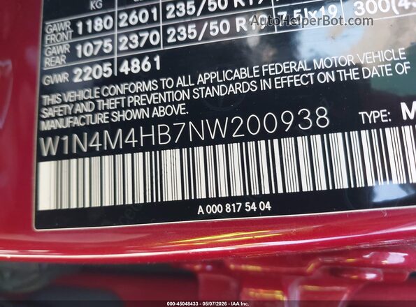W1N4M4HB7NW200938 2022 MERCEDES-BENZ GLB-CLASS Red Engine compartment view
