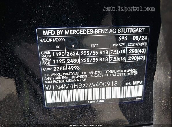 W1N4M4HBXSW400918 2025 MERCEDES-BENZ GLB-CLASS Black Widok komory silnika
