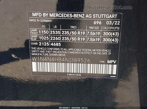 W1N4N4HB4NJ389526 2022 MERCEDES-BENZ GLA Black Вид підкапотного простору