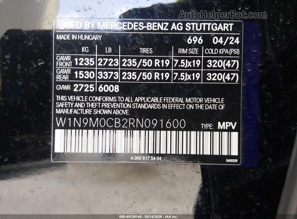 W1N9M0CB2RN091600 2024 MERCEDES-BENZ EQB 250 SUV Black ძრავის განყოფილების ხედი
