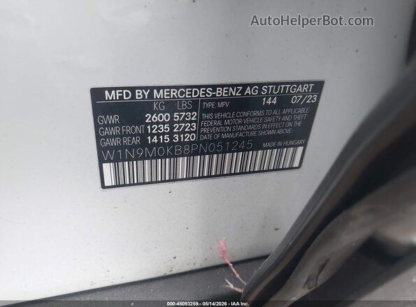 W1N9M0KB8PN051245 2023 MERCEDES-BENZ EQB 300 SUV White Vista del compartimento del motor