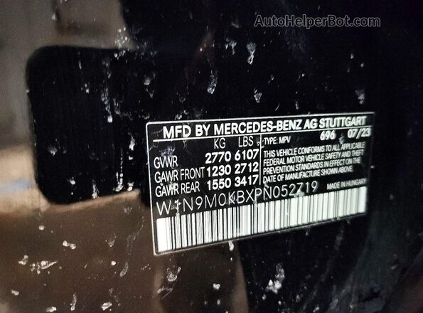 W1N9M0KBXPN052719 2023 MERCEDES-BENZ EQB Black VIN კოდის სტიკერის ხედი