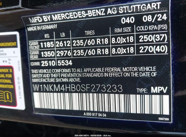W1NKM4HB0SF273233 2025 MERCEDES-BENZ GLC 300 Black 