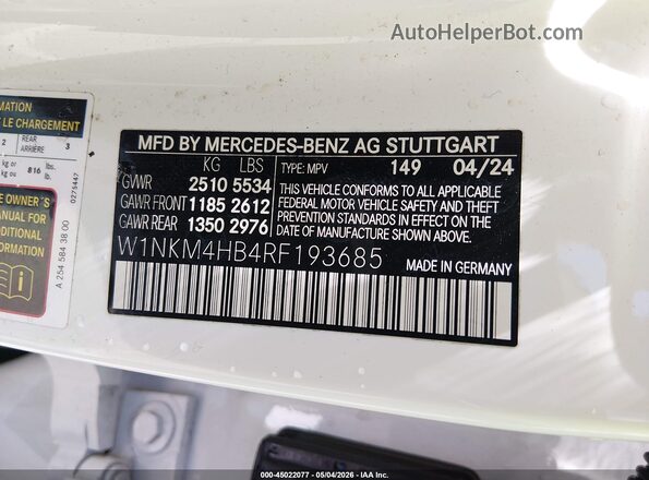 W1NKM4HB4RF193685 2024 MERCEDES-BENZ GLC 300 White Vista del compartimento del motor