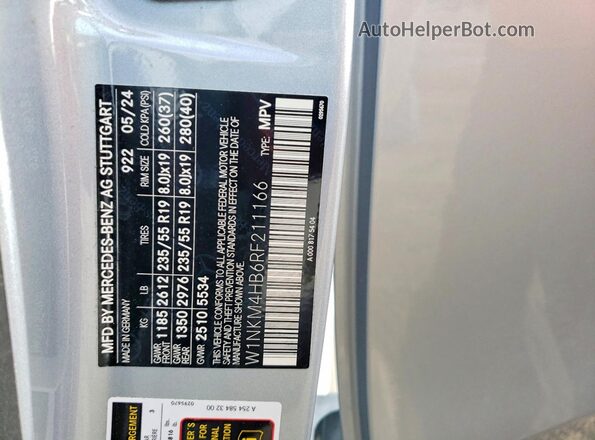 W1NKM4HB6RF211166 2024 MERCEDES-BENZ GLC-CLASS Gray Widok naklejki z numerem VIN