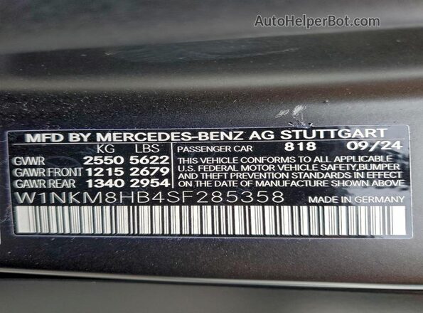 W1NKM8HB4SF285358 2025 MERCEDES-BENZ GLC-CLASS Black VIN კოდის სტიკერის ხედი