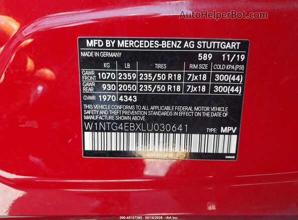 W1NTG4EBXLU030641 2020 MERCEDES-BENZ GLA 250 Red Engine compartment view