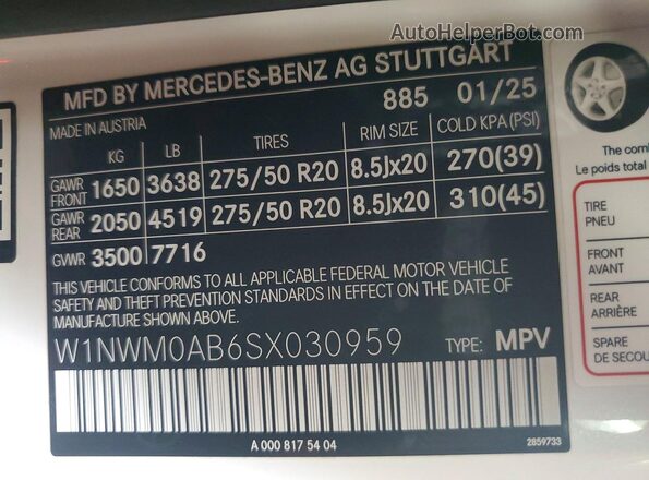 W1NWM0AB6SX030959 2025 MERCEDES-BENZ G-CLASS White Widok komory silnika