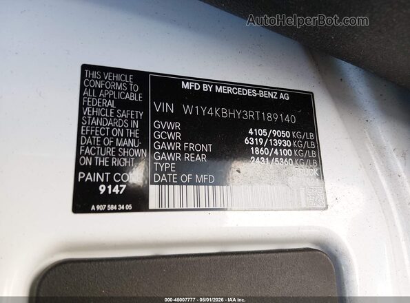 W1Y4KBHY3RT189140 2024 MERCEDES-BENZ SPRINTER White Engine compartment view