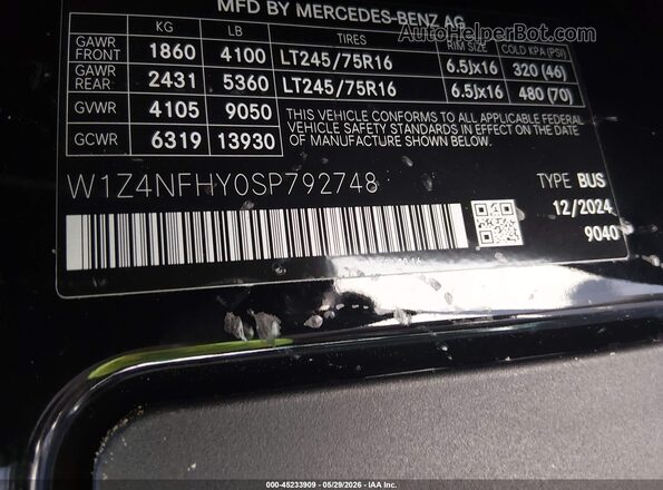 W1Z4NFHY0SP792748 2025 MERCEDES-BENZ SPRINTER Черный Вид подкапотного пространства