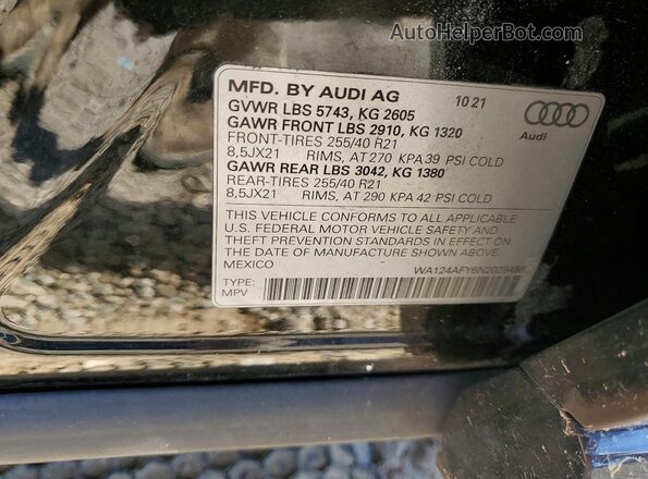 WA124AFY6N2029458 2022 AUDI SQ5 Black Widok komory silnika