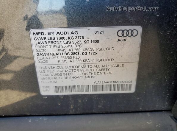 WA12AAGEXMB024405 2021 AUDI E-TRON Черный Панорамный вид салона 360°