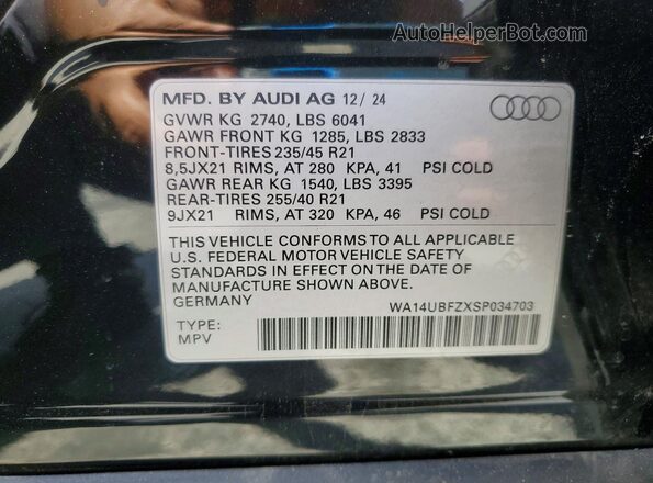 WA14UBFZXSP034703 2025 AUDI Q4 Black 