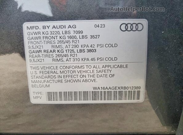 WA16AAGEXRB012389 2024 AUDI Q8 Gray Engine compartment view