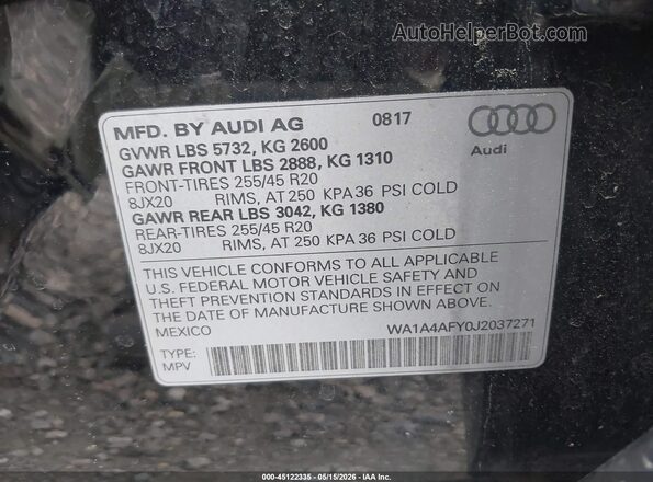 WA1A4AFY0J2037271 2018 AUDI SQ5 Черный Вид подкапотного пространства