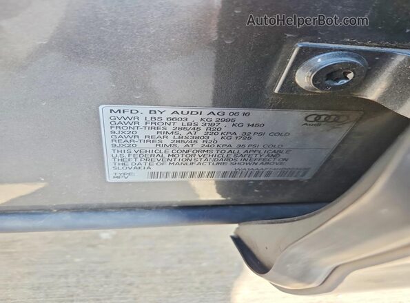 WA1AAAF74HD023498 2017 AUDI Q7 Gray ძრავის განყოფილების ხედი