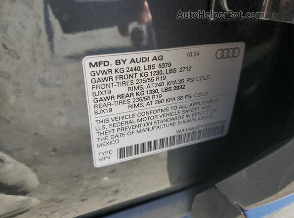 WA1ABAFY3S2025669 2025 AUDI Q5 Charcoal 