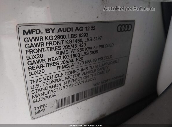 WA1ACBF71PD010447 2023 AUDI Q7 White ძრავის განყოფილების ხედი