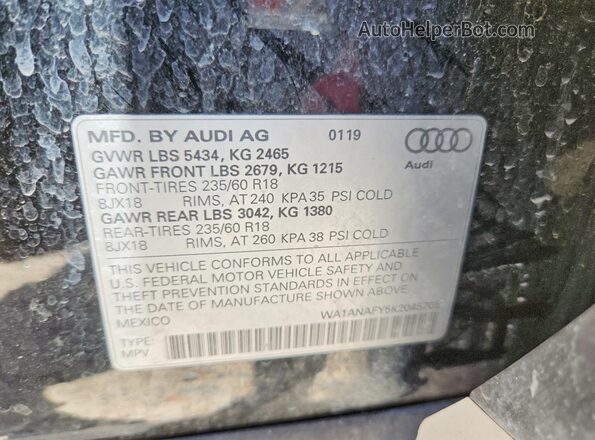 WA1ANAFY5K2045705 2019 AUDI Q5 Black Engine compartment view
