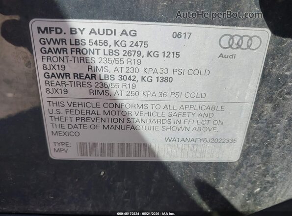 WA1ANAFY6J2022335 2018 AUDI Q5 Gray Widok komory silnika