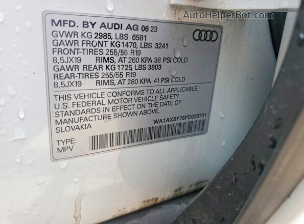 WA1AXBF75PD028731 2023 AUDI Q7 White VIN կոդի պիտակի տեսք